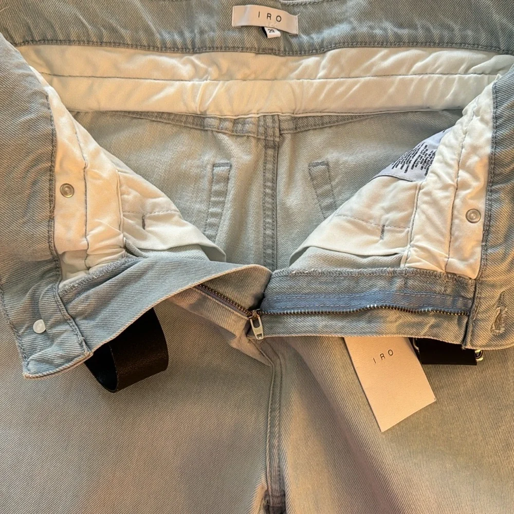 IRO Aven Belted Paper Bag Denim Jean Distressed Hem Size 29 - Picture 9 of 14
